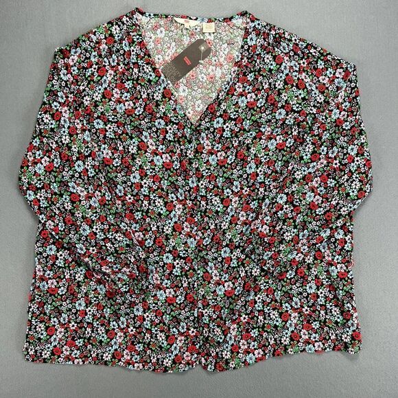 Levi's Blouse Women's 3X Multicolor Floral Top Long Sleeve Button Up Viscose NWT - Picture 1 of 14